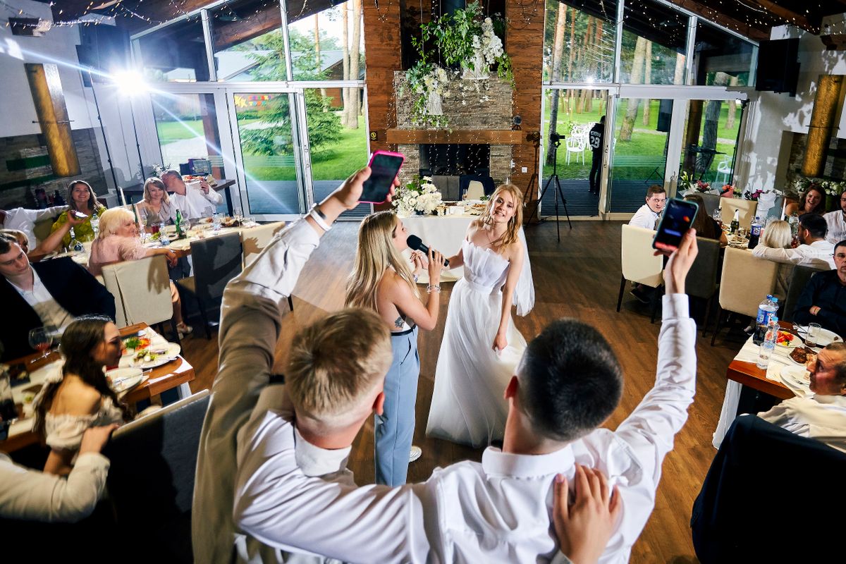 A wedding reception in full swing
